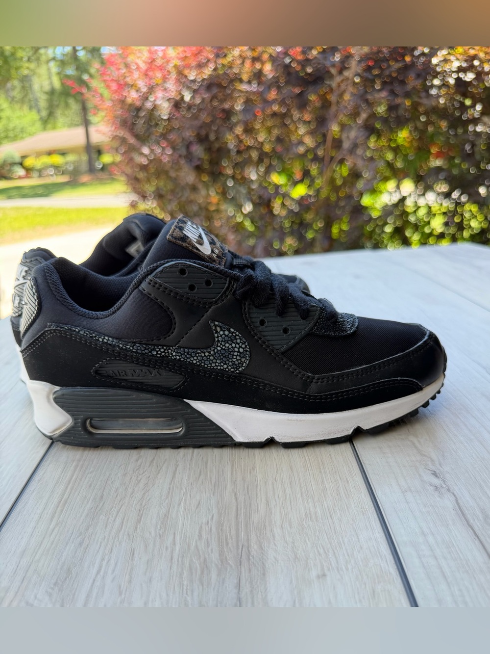 Nike Black White Air Max Sneakers Leopard Print Detail 8.5W NWOT Baddie Mobwife